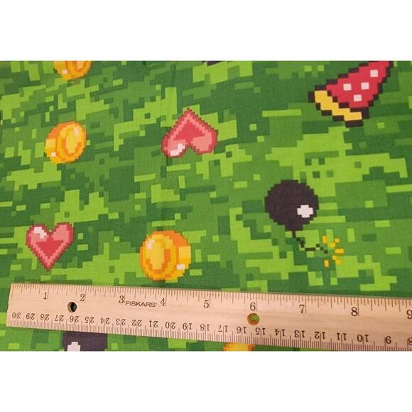Pixled Digital Video Game Emoji Cotton Fabric 2.5 Yards - Picture 2 of 4